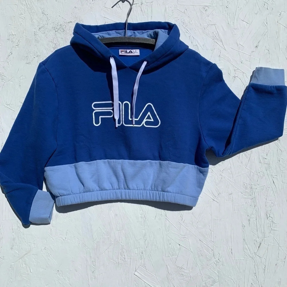 FILA TWO-TONED CROPPED HOODIE | XL